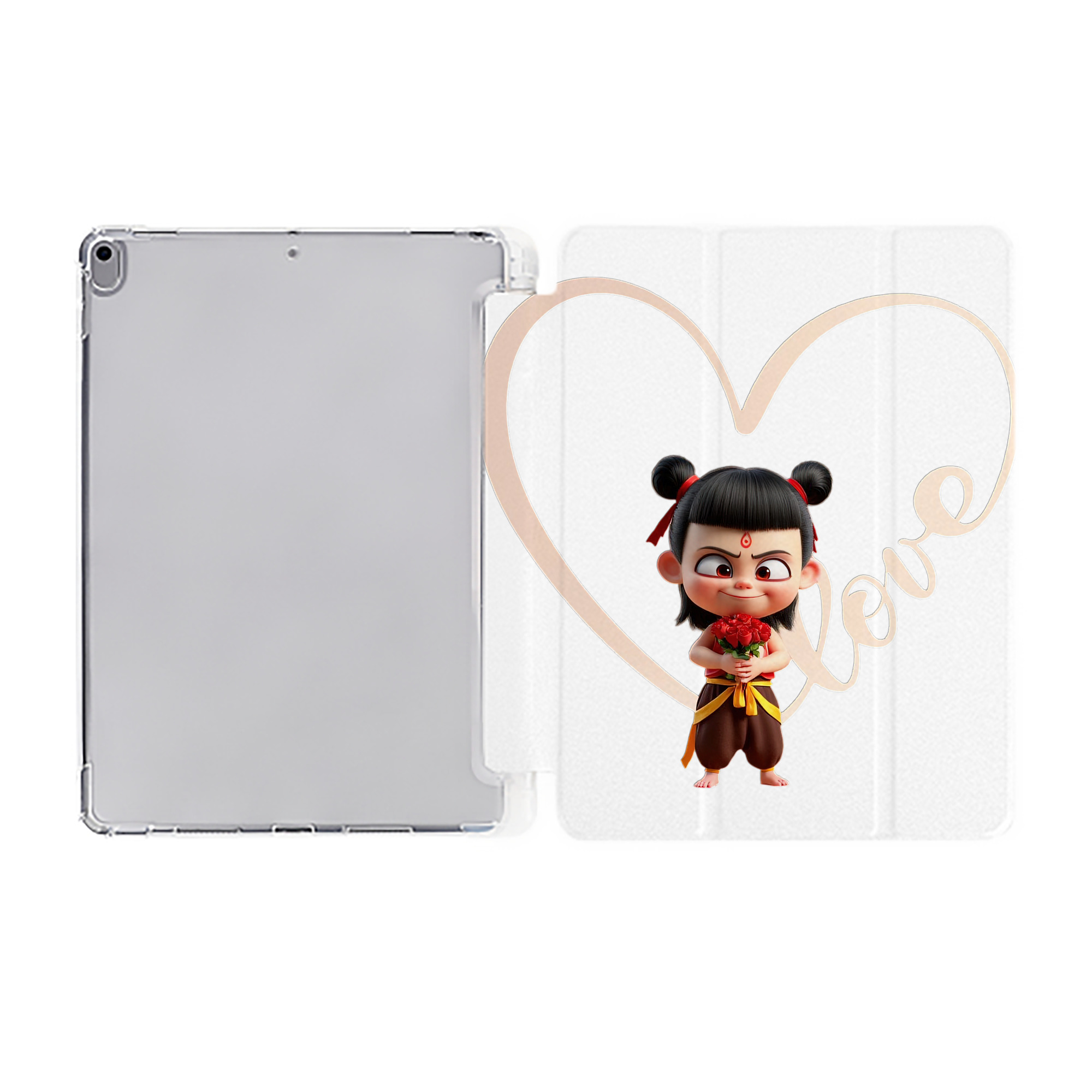 （画像用） Ne Zha 2 ナタ 魔童の大暴れ IPad ケース ペン収納付き 三つ折りスタンド PUレザー×シリコン 対応機種9.5/10.5/10.9インチ